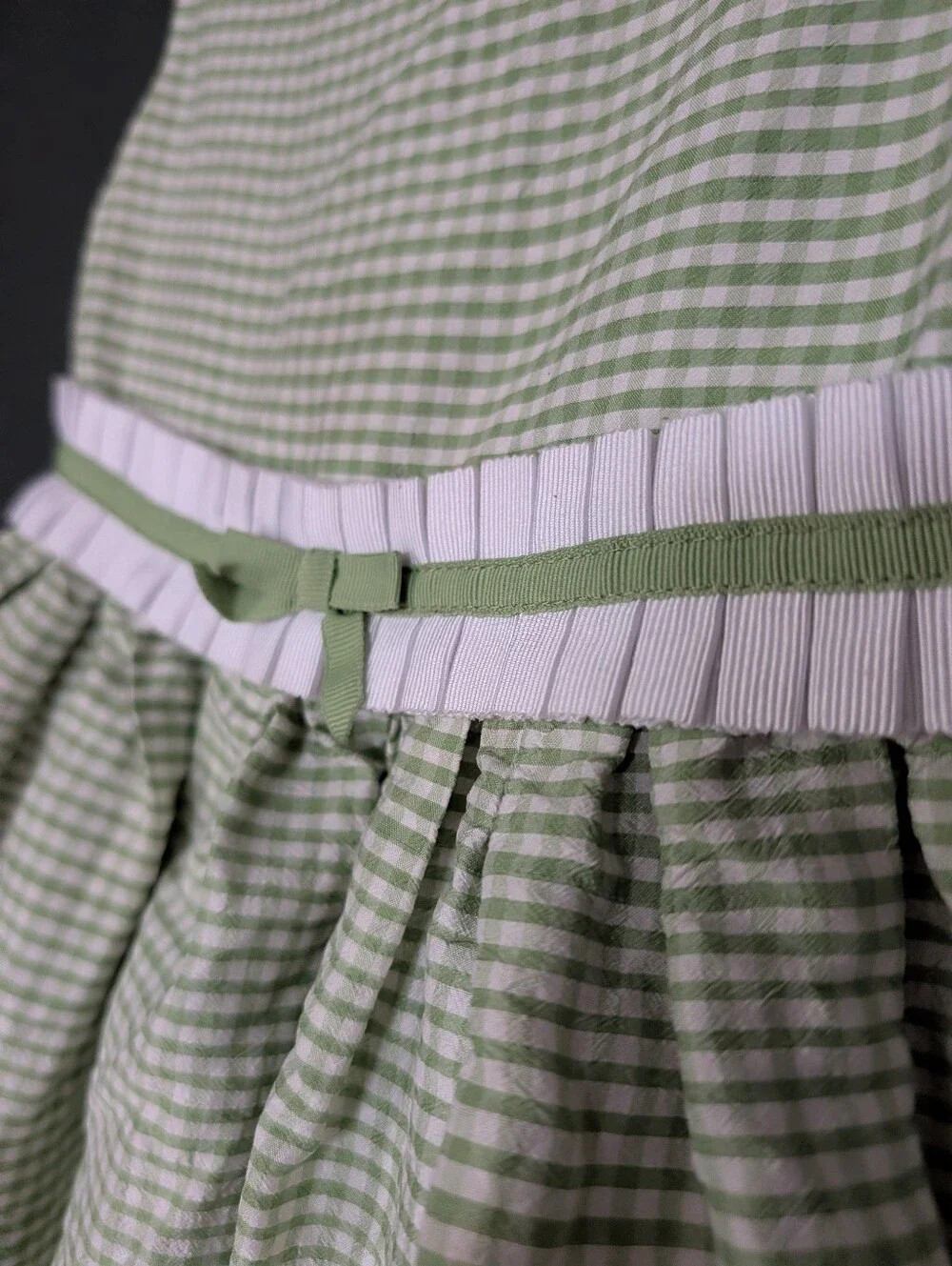 Gymboree Green Gingham Dress with Ribbon Detail
